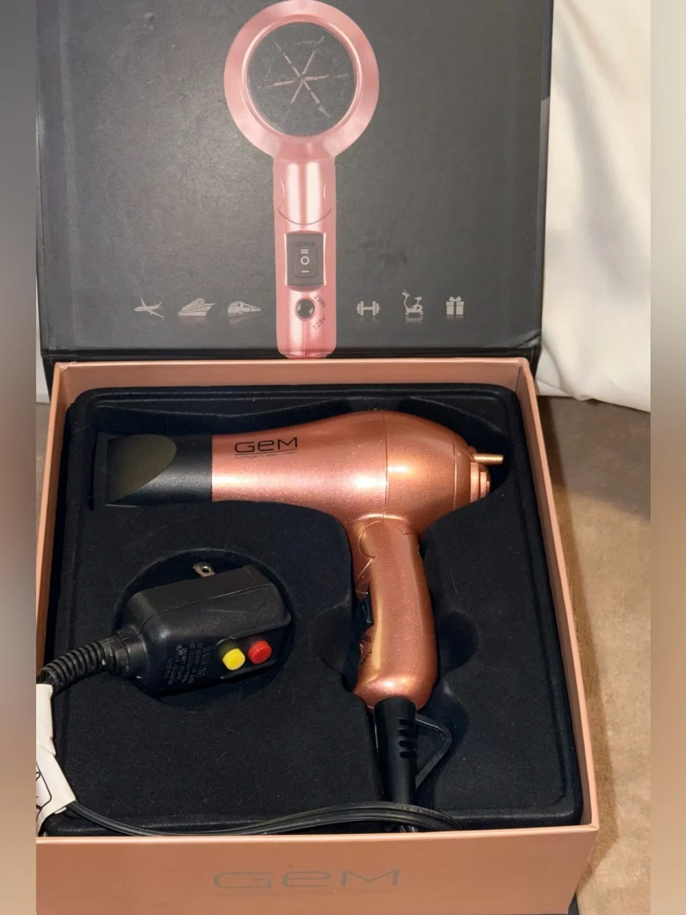 Compact Rose Gold Hair Dryer - Lightweight Styling Tool